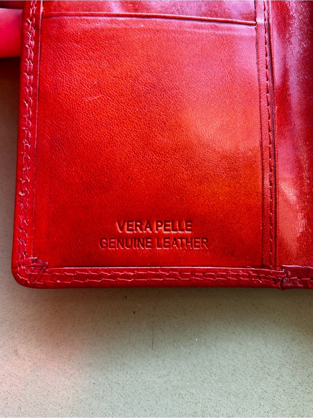 Vera Pelle Firenze Genuine Leather Wallet Red Italian Organizer Made in Italy - Picture 5 of 9